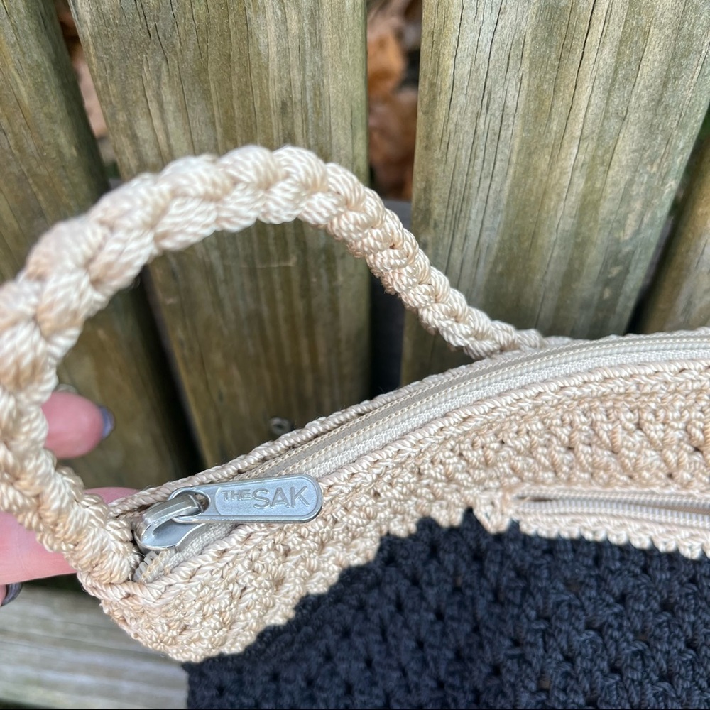 EUC The Sak knot crochet zip top purse shoulder bag - two tone two color - Picture 7 of 12